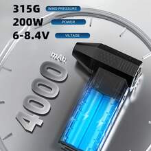Compressed Air Dust Collector Violent Fan, Wireless 50000/100000/130000 Rpm Rechargeable Air Blower, High Speed Powerful Turbo Fan, Camping Fan, Handheld Outdoor Hair Dryer, Snow Blower, Suitable For Computer Keyboard, Car, Home,Halloween Gift - Black - View 9