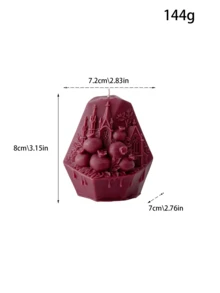 Burgundy Pomegranate Relief Candle, Handmade Soy Wax, Vintage Aesthetic Home Decoration, Romantic Wedding Gift - Burgundy - View 8