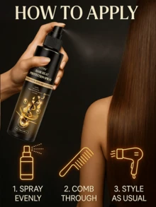 Jeffany Heat Protectant Hair Spray, No-Rinse Heat Protector, Lightweight Formula, Resists Up To 446°F Heat Damage, Hair Heat Protection, Frizz Control And Deep Repair, Restores Shine, Prevents Split Ends, Professional Hair Care Spray Suitable For All Hair Types, Ideal For Everyday Styling, Salon, Gym, Swimming, Party - 100ml/3.38fl.Oz - Black - View 7