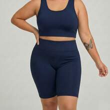 Set Of 3 Women's Plus Size Bermuda Shorts In Supplex, High Waist, Leggings/Fitness/Gym Suit, Sizes GG To G3 - 黑色,綠色和藍色 - 查看 3