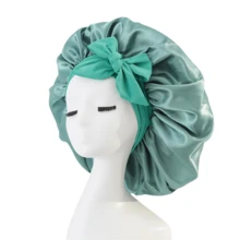 This Luxurious Satin Sleep Cap Features An Adjustable Bow Tie Design, Perfectly Suitable For Natural Long Hair, Curly Hair, And Braided Hairstyles. Available In Multiple Colors, It Is A Must-Have For Nighttime Hair Care, Soft And Comfortable, Caring For Healthy Hair. - Beige Butterfly - View 23
