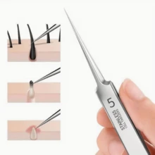 1 PC Ultra Fine No.5 Acne And Blackhead Tweezers - Facial Beauty Removal Tool - Silver - View 4