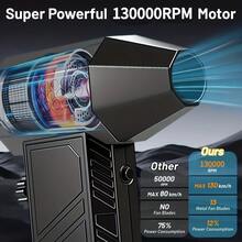 Compressed Air Dust Collector Violent Fan, Wireless 50000/100000/130000 Rpm Rechargeable Air Blower, High Speed Powerful Turbo Fan, Camping Fan, Handheld Outdoor Hair Dryer, Snow Blower, Suitable For Computer Keyboard, Car, Home,Halloween Gift - Black - View 4