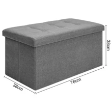 Lislark Storage Bench 76x38x38cm Storage Box End Of Bed Storage Bench Storage Bench Folding Ottoman Storage Box Pouffe Seat Stool Home Chair Foot Stool Bench LINEN For Home Living Room - Grey - View 2