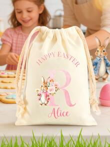 1pc Customized Star & Moon Makeup Bag - Personalized Canvas Drawstring Pouch, Bridesmaid & Bride Gift, Wedding & Birthday Present, Perfect Gift For Women, Multi-Purpose