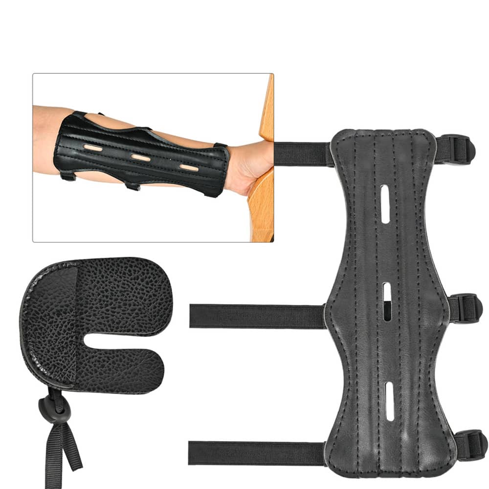 1 Set Outdoor Archery Gear (Arm Guard + Finger Tab), Archery Practice And Competition Equipment - Black - View 1