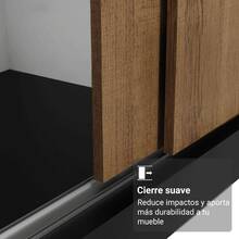 Ropero Madesa Reno 3 Puertas Corredizas Con Espejo y Pies M3 - Negro y Marrón - Ver 5