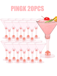10/20个装可重复使用的5盎司塑料马提尼酒杯 - 非常适合盛装鸡尾酒、香槟和甜点 - 可重复使用的派对杯，适用于婚礼、圣诞节、情人节、复活节、复活节以及日常聚会