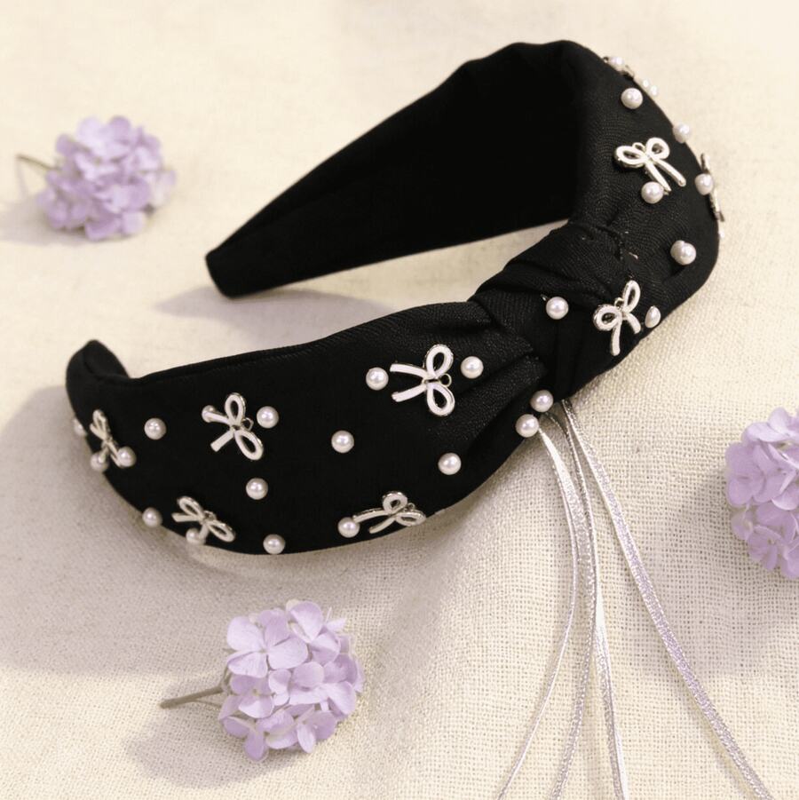 1 Pc/Set Stylish Wide Bow Hairband With A Knotted Design. Fashionable Women's Hair Accessory. Perfect Birthday Or Valentine's Day Gift. - 黑色 - 查看 1