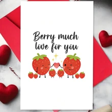 1张趣味创意节日贺卡，可爱情人节贺卡。橄榄你贺卡。趣味情人节贺卡。我爱你贺卡。情人节贺卡，适合所有场合，复活节贺卡，愚人节贺卡，父亲节贺卡，母亲节贺卡，感恩节贺卡。草莓莓果，满满的爱给你贺卡 - 彩色 - 查看 13