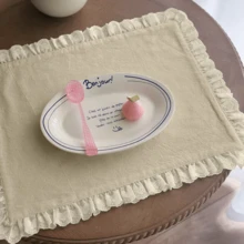 1件/6件韩式Ins风格心形蕾丝小餐巾餐垫杯垫多用途防尘罩餐垫