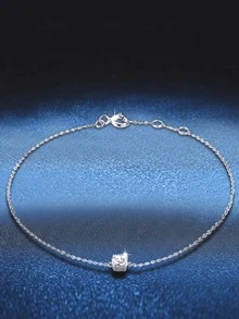1件S925纯银极简四爪镶嵌立方氧化锆手链，女士清新优雅简约百搭个性化珠宝礼品 - 鑽石 - 查看 3