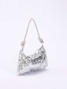 女士晚宴包、单肩包、流浪包，时尚奢华，镶钻，闪亮，银色，亮片，串珠，腋下包，亮片流苏包，高端时尚，适合鸡尾酒会、派对、舞会、俱乐部、约会、生日、晚宴、晚宴等场合。 - 彩色 - 查看 9