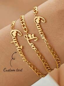 1 Customized Name Bracelet - Stainless Steel Cuban Chain Pendant Bracelet, Personalized Gold/Silver Fashion Accessory Bracelet, Supports Name Text Date Information - Exclusive Jewelry Gift, Suitable For Wives, Mothers, Valentine's Day, Family And Teenagers Commemorative Gift, Easter Holiday Gift
