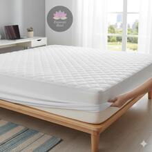 100% Waterproof Mattress Protector With Elastic All Around, Quilted Queen King Size, Various Colors - 白色 - 查看 1