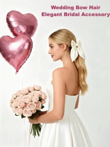 6 件装女士发饰蝴蝶结，缎带蝴蝶结发夹，短尾法式发夹，丝滑大蝴蝶结发饰，适合马尾辫，时尚简约，情人节斋月发饰（黑色蝴蝶结、白色蝴蝶结、红色蝴蝶结） - 彩色 - 查看 4