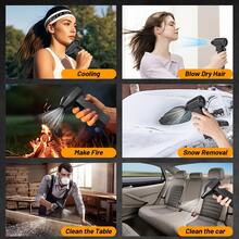 Compressed Air Dust Collector Violent Fan, Wireless 50000/100000/130000 Rpm Rechargeable Air Blower, High Speed Powerful Turbo Fan, Camping Fan, Handheld Outdoor Hair Dryer, Snow Blower, Suitable For Computer Keyboard, Car, Home,Halloween Gift - Black - View 8