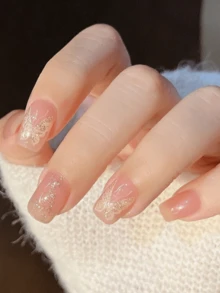 20片固化凝胶美甲贴纸，透明底胶，沙龙品质，持久耐用，需UV灯固化，ES20跨境批发美甲贴纸，美甲贴纸，美甲用品 - 藕粉色 - 查看 3