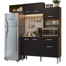 Cocina Integral Completa Modular Madesa Aura 196cm MN 02 - Marrón y Negro - Ver 2