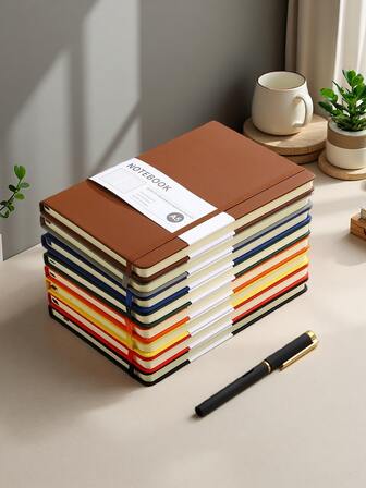 A5-anteckningsblock med hårt omslag - PU-läderomslag, 200 sidor/100 sidor, lämplig för skola, universitet, arbete, resor - linjerad anteckningsbok, praktisk för anteckningar