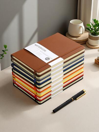 A5-anteckningsblock med hårt omslag - PU-läderomslag, 200 sidor/100 sidor, lämplig för skola, universitet, arbete, resor - linjerad anteckningsbok, praktisk för anteckningar
