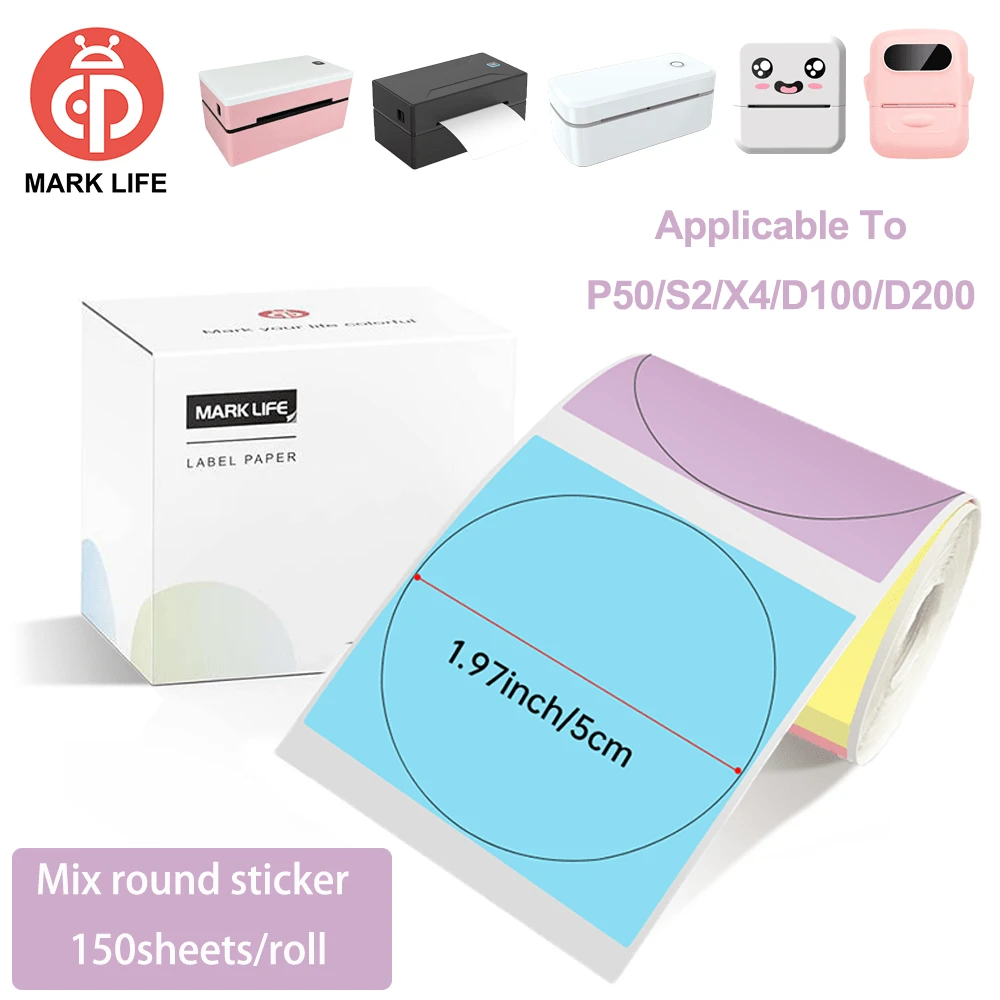Marklife 50x50mm Round Color Thermal Labels For Thermal Printer