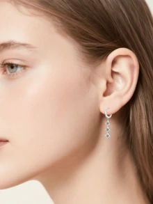 S925纯银星形立方氧化锆流苏耳环，闪耀白钻，适合女性日常、通勤、派对等场合佩戴，附赠精美礼盒 - 銀色 - 查看 5