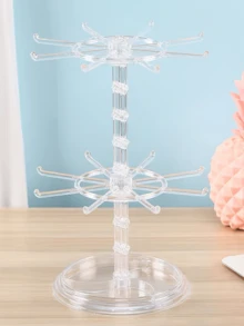 1个可调节双层旋转钥匙架展示架，透明/黑色多功能塑料桌面收纳架，适用于钥匙扣、徽章、珠宝、项链、手链、吊坠等 - 多用途收藏和奖品展示架，适合阳光明媚的旅行、返校季、情人节、情人节礼物、男士礼物、女士礼物