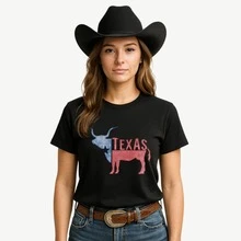 Camiseta Country Masculina Estampa Texas 100% Algodão Premium - Preto - Visão 2