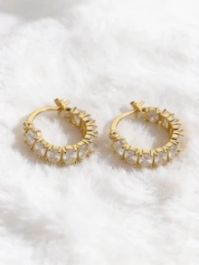 【热门】闪亮锆石耳环 | 18K镀金首饰（男女款）