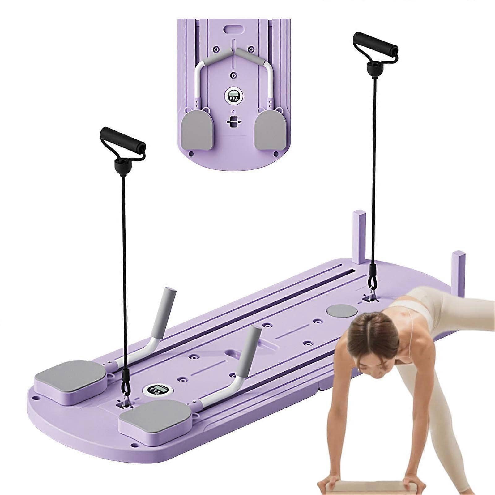 Pilates Reformer Set, Pilates Reformer Board For Home, Foldable Pilates Reform Board, Pilates Equipment Multipurpose Pilates Reforming Board For Exercises - Purple - View 1