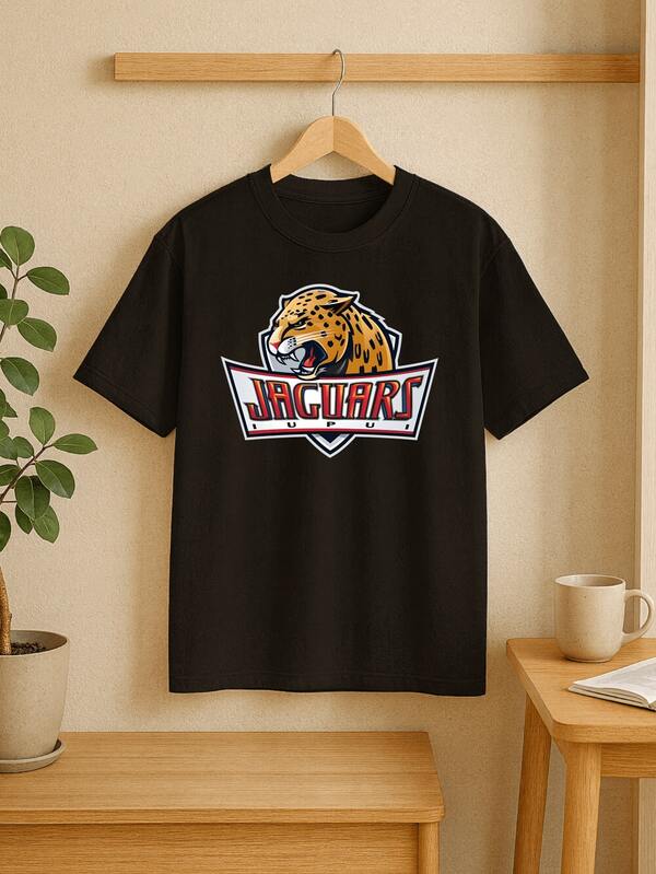 Cotton Men's T-Shirt 180g Premium Quality Unisex Casual Wear For Everyday Comfort - Jaguars Logo Print With Bold Animal Design And Team Spirit Graphic - Perfect For Sports Fans Outdoor Activities And Leisure Wear Lightweight Breathable Fabric Suitable For All Seasons