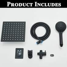 Shower Head Combo,8 Inch High Pressure Rain Shower Head And 3 Settings Handheld Shower Head Combo,Powerful Shower Spray Against Low Pressure Water With Long Hose - Black - Without Extension Arm - View 8