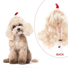 Dog Christmas Costume Dog Costume Long Blonde Curly Wigs Funny Dog Cat Wig With Red Christmas Hat For Small Medium Large Dogs Cats,Wigs Cosplay Wigs For Women Wig Install Kit Funny Pet Costumes Accessories Decoration For Halloween,Christmas - Christmas - 查看 4