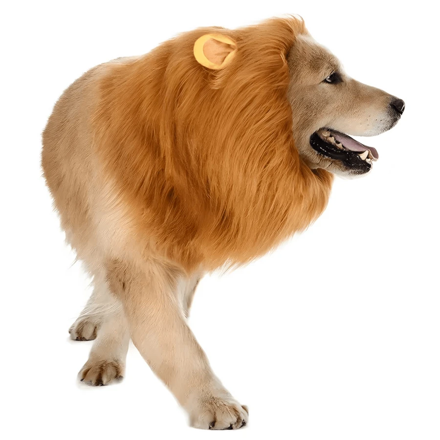 Dog Lion Mane Costume - Realistic Mane With Ears For Medium To Large Sized Dogs,Wigs Cosplay Wigs For Women Wig Install Kit Pet Halloween Costumes Birthday Party Cosplay Apparel - 特大號 - 查看 1