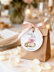 1/10/20/40/60/90 unidades Plantillas personalizadas de etiquetas para regalo de boda, etiquetas personalizadas para anillos con flores, etiquetas editables para anillos con flores, plantillas de etiquetas para regalo de fotos de vacaciones, etiquetas imprimibles para fotos de boda, etiquetas para despedida de soltero/soltera, etiquetas personalizadas, etiquetas de agradecimiento - Multicolor - Ver 6
