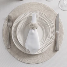 Fabric Napkin Set Of 50 Oxford Laser Finish - 白色 - 查看 5