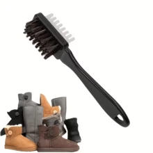 2-In-1 Suede And Nubuck Leather Shoe Cleaning Brush With Eraser - Durable Plastic, Dark Brown Handle, Black & White Bristles For Boot, Faux Leather, And Shoe Care, Suede Maintenance | Dual Function Brush | Effective Cleaning Tool, Shoe Polisher - Multicolor - View 5