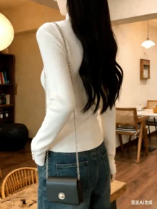 2026 Women's Lace Patchwork V-Neck Long Sleeve Knitted Sweater, Hollow Out Design, Cropped Pullover Top, Spring - Apricot - View 4