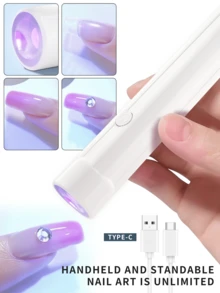 XEIJAYI 1pc Mini Rechargeable UV LED Nail Lamp With Stand, Suitable For Fast Drying Gel Nails, UV LED Gel Nail Polish Dryer, Nail Art Tools, Rechargeable Salon Equipment - White - View 3