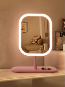 1个可调节LED化妆镜，智能三色灯光及亮度调节，一键USB充电，270°旋转高清桌面镜，可拆卸便携托盘，旅行电子化妆镜，适用于卧室、浴室、床头柜、宿舍，母亲节、生日、女士礼物，打造精致妆容 - 彩色 - 查看 14