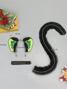 Conjunto de accesorios de cosplay de las Crónicas de la Batalla de Luo Xiaohei, que incluye diadema con orejas de bestia y cola, de textura realista y alta calidad, para una restauración perfecta del personaje. Un regalo divertido y adorable para fans del anime, accesorios de disfraz realistas y cómodos con orejas de gato, ideales para fiestas de gallinas, Pascua o carnaval. - Multicolor - Ver 9