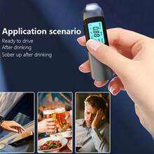 1 pieza Detector de alcohol tipo soplado sin contacto de alta precisión, alcoholímetro portátil profesional para pruebas de conducción en estado de ebriedad con pantalla LCD digital de respuesta rápida, apagado automático y larga duración de la batería para conductores, personal de aplicación de la ley, en el lugar de trabajo, fiestas, bodas y uso diario - Negro - Ver 3