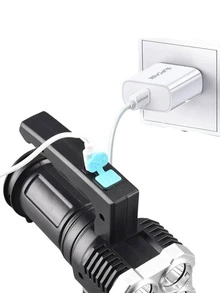 Linterna Táctica LED YT-043 de Alta Potencia - Foco Recargable USB con Luz de Inundación Lateral COB para Camping y Emergencias - Multicolor - Ver 4