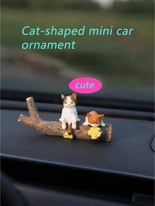 4 piezas Decoración de gato lindo para el salpicadero del coche - Adorno en miniatura de estilo de dibujos animados de plástico ABS, decoración no eléctrica para el salpicadero, apta para el interior del coche, el parabrisas y la pantalla, accesorios para el coche con gatos, modelo en miniatura de estilo de dibujos animados, decoración para vehículos, diseño divertido, material, amante de las mascotas - A - Ver 6