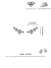 S925纯银三颗锆石+几何菱形耳钉，简约法式风格，低过敏性材质，适合作为情人节、生日礼物送给女性或情侣，附赠礼盒 - 銀色 - 查看 7