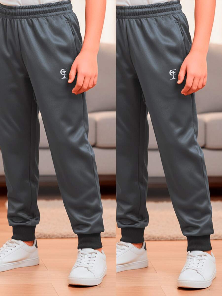 Kit 2 Calças Jogger Infantil Juvenil Menino Inverno Forrada Com Bolso - Cinza - Visão 1