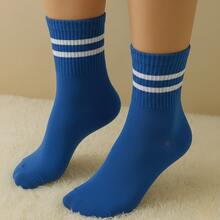 Premium Women's Striped High-Top Socks Set And Unisex Socks Set – Comfort, Style, And Quality For Everyday Wear | Fashion And Performance - Casual Cotton  - All Seasons Socks - 灰/藍/白 - 查看 5