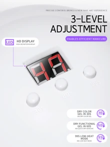 XEIJAYI 1pc 20 LED Bulbs White UV LED Nail Lamp, Professional Nail Gel Polish Dryer With 3 Timer Settings - White - View 5