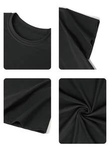 3pcs Tween Girls' Casual Graphic Print Crew Neck Short Sleeve T-Shirts, Summer Tops - Black - View 4